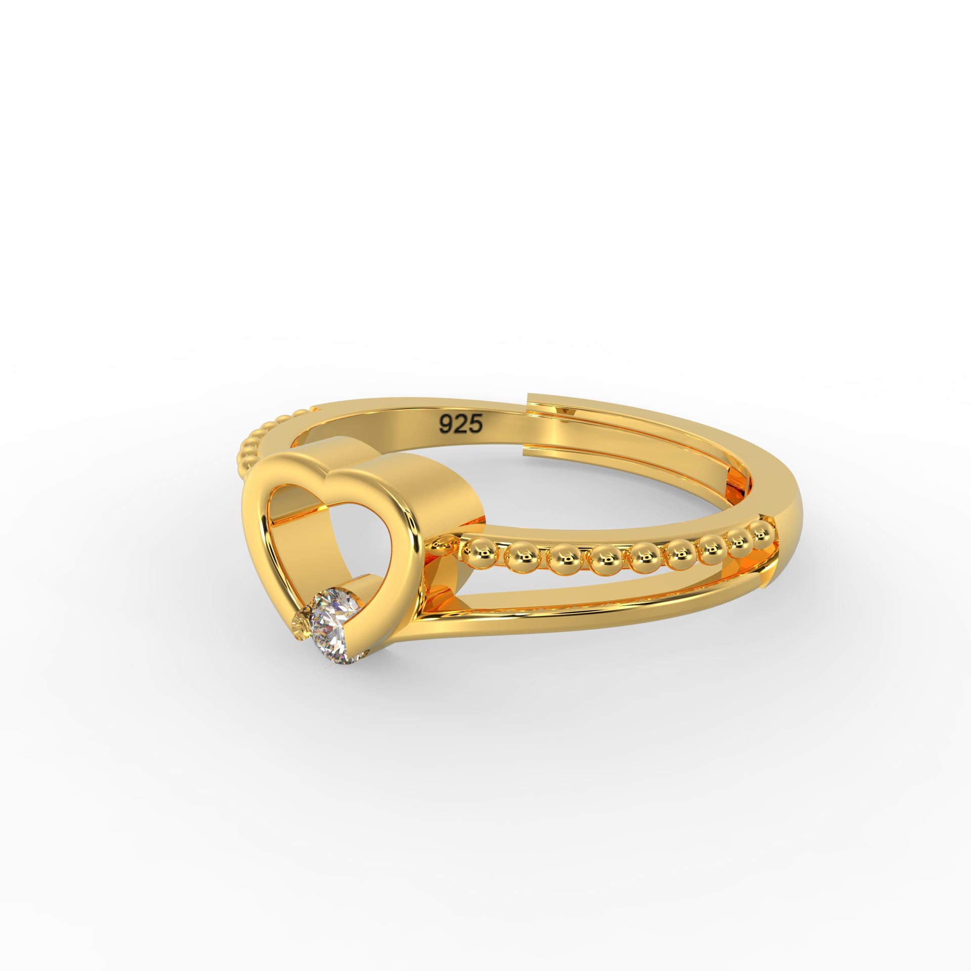 Romantic Heart Solitaire Ring – Sparkling Elegance in 925 Hallmarked Silve by Kesardeep